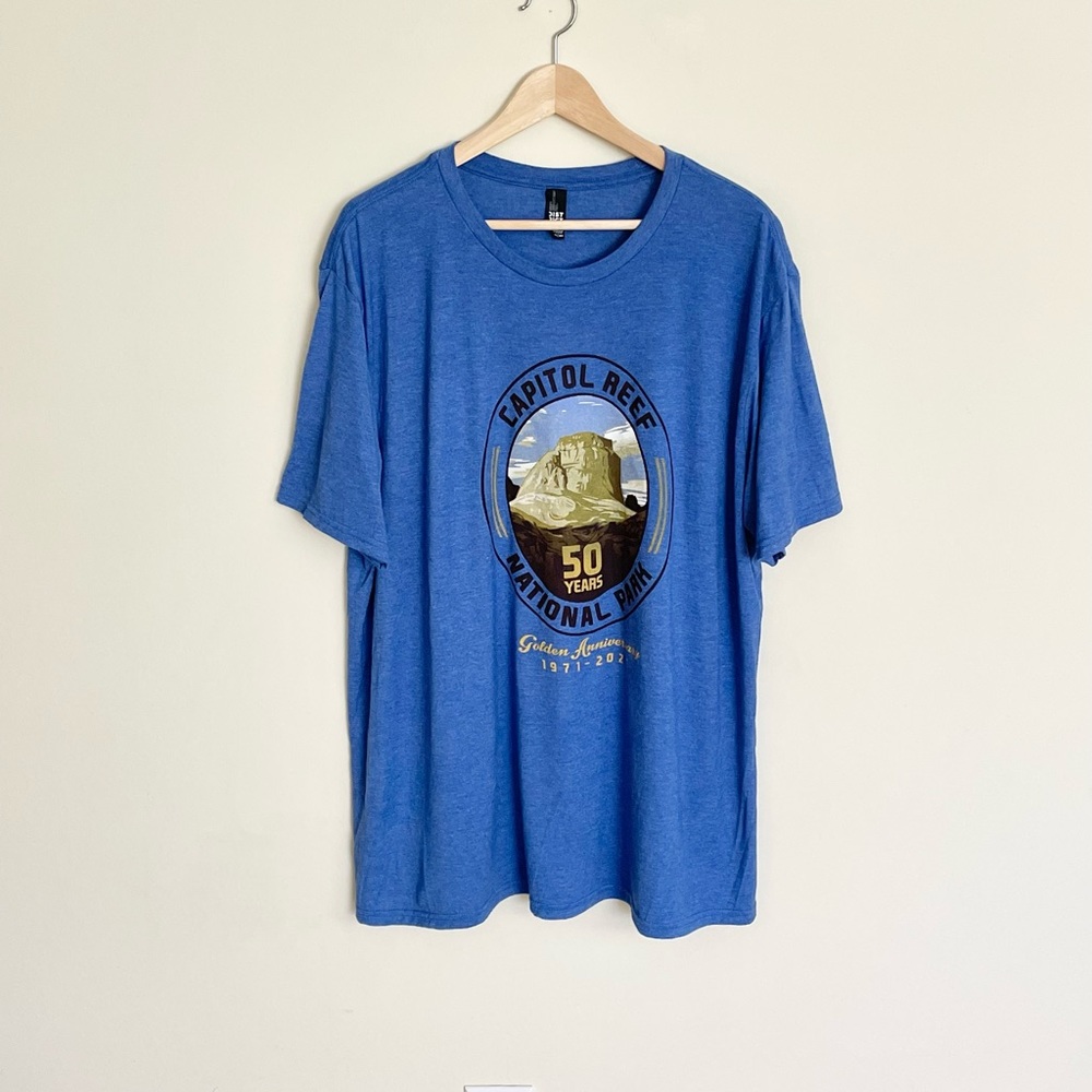 Capitol Reef National Park 50 Years Anniversary Graphic Blue T Shirt Adult XXL